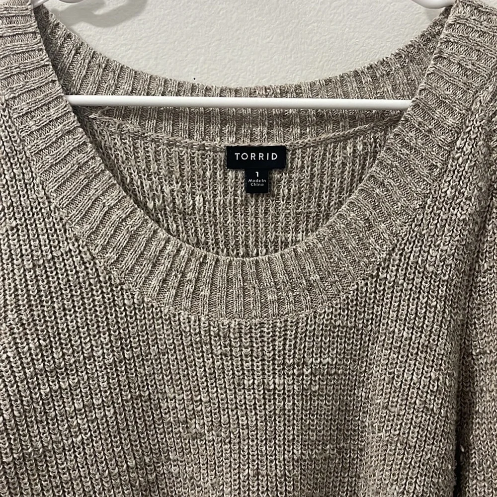 Cream Open Shoulder Torrid Pullover Sweater - Picture 2 of 5